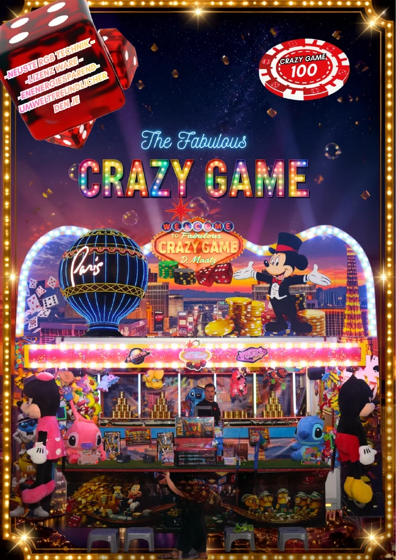 Beleuchtetes Crazy Game im Gestaltungsprospekt